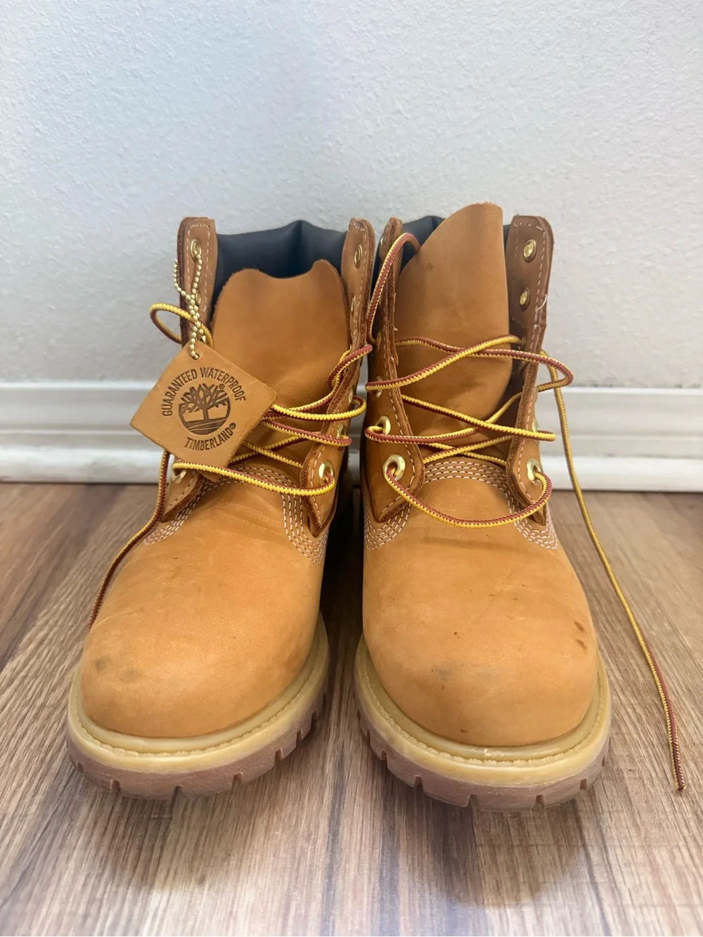 Timberland Kids Wheat Nubuck Boot with Black Collar